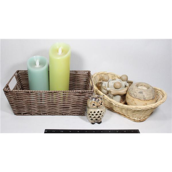 BUNDLE OF CANDLES, REAL AND FLAMELESS