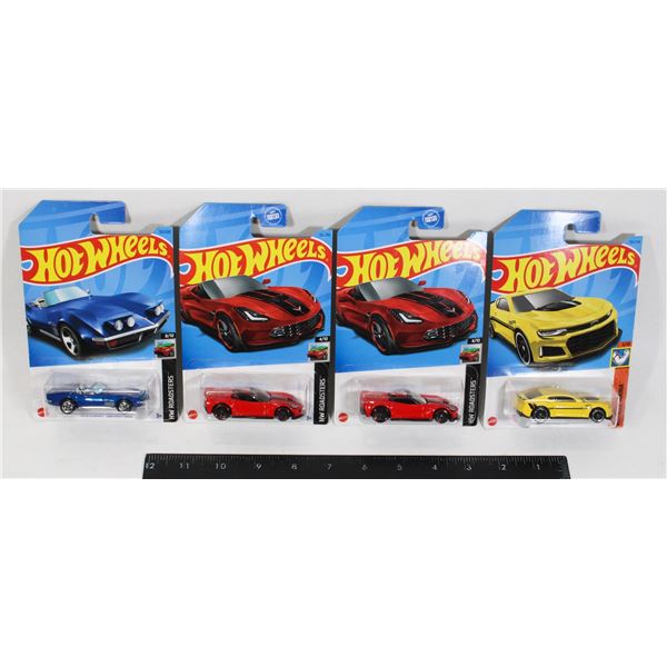 LOT O F 4 NEW SEALED HOT WHEELS INC. CORVETTES