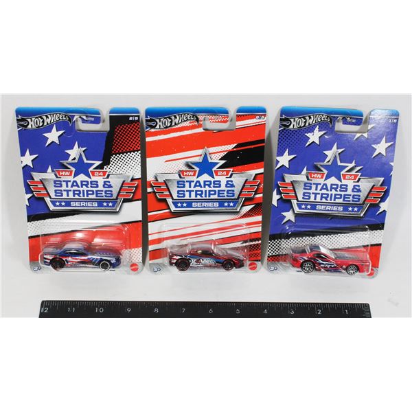 LOT OF 3 STARS AND STRIPES HOT WHEELS