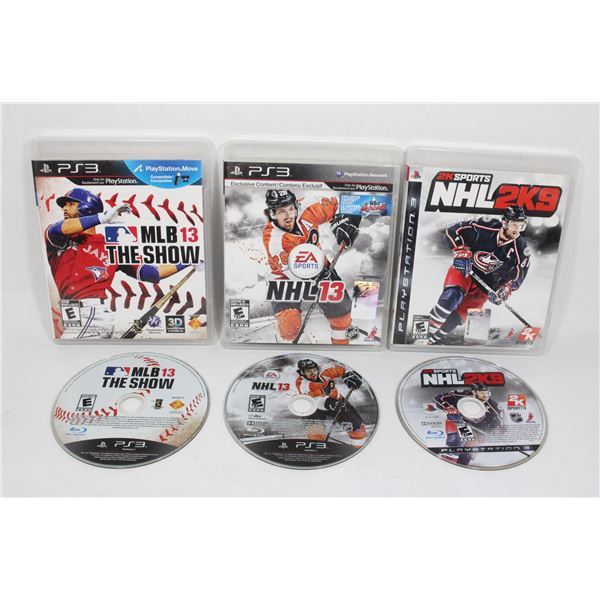 PS3 BUNDLE SPORTS GAMES HOCKEY/BASEBALL