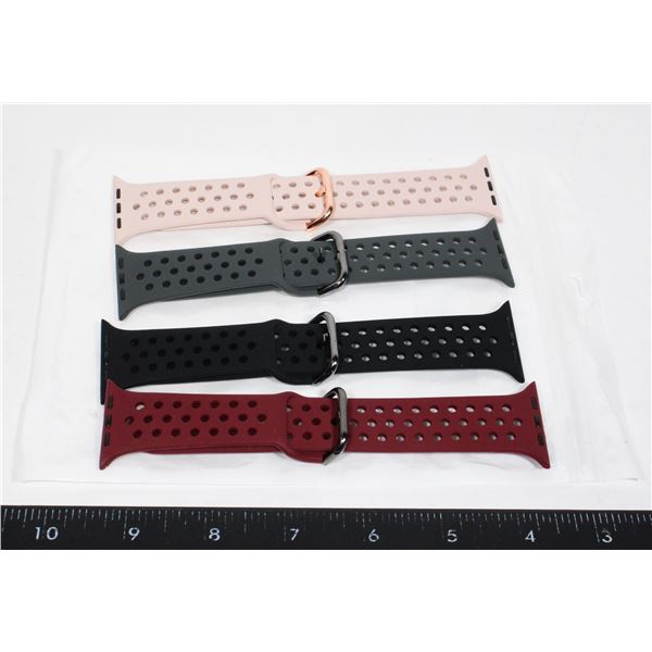 PACK OF 4 RUBBER APPLE WATCH STRAPS NEW
