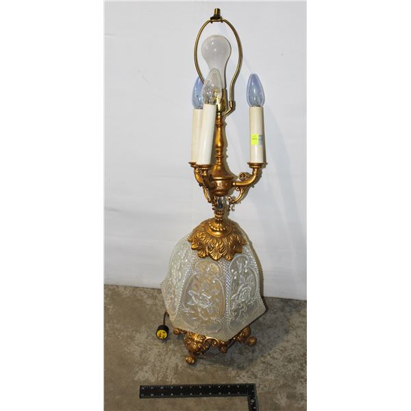 LARGE VINTAGE GLASS BASE LAMP