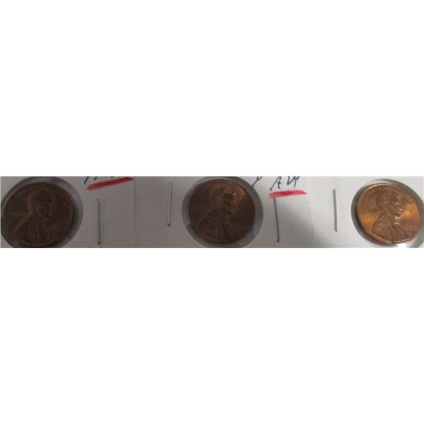 1991, 1994, 1996 AU LAST OF USA LINCOLN PENNIES