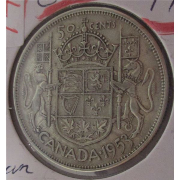 1953 CANADA SILVER HALF DOLLAR