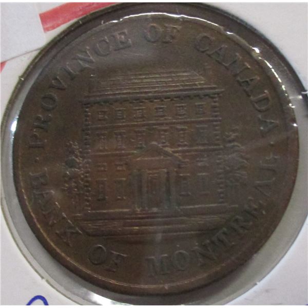 1844 PROVINCE OF MONTREAL CANADA LARGE PENNY TOKEN