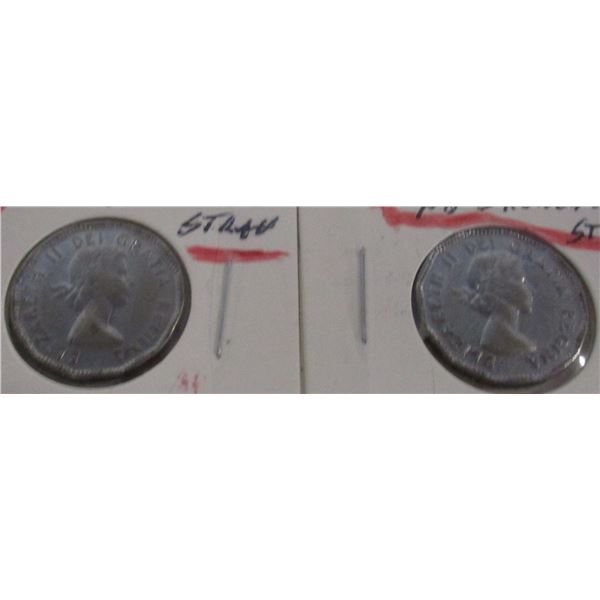 1953 SHOULDER STRAP & 1953 NO SHOULDER STRAP 12 SIDED SILVER NICKELS