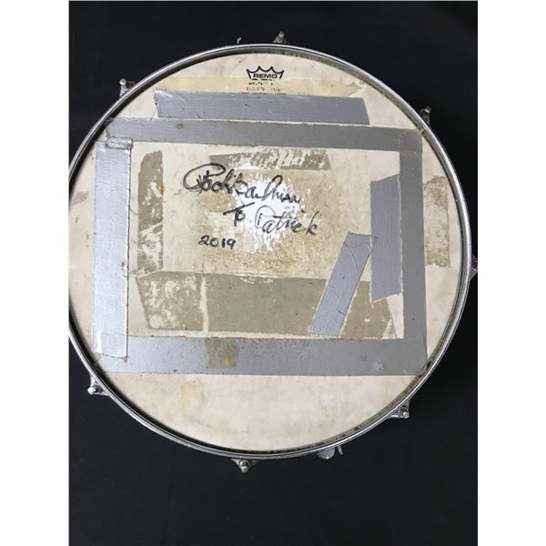 RANDY BAUCHMANN SIGNED SNARE DRUM INSCRIBED TO PATRICK