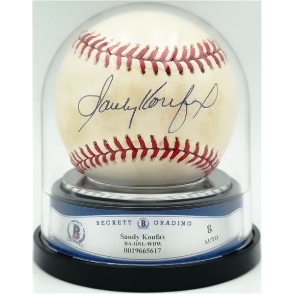 SANDY KOUFAX SIGNED AND ENCASED BALL - BECKETT COA