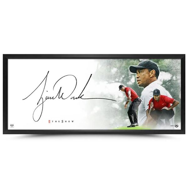 LTD EDITION TIGER WOODS SIGNED THE SHOW 18 X 30 FRAMED PRINT (UPPER DECK COA)