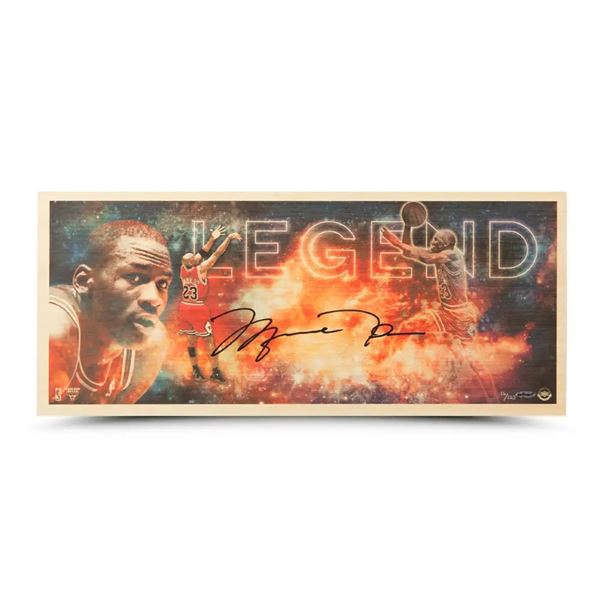 LTD EDITION MICHAEL JORDAN SIGNED THE LEGEND 18 X 30 FRAMED PRINT (UPPER DECK COA)