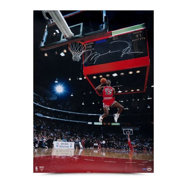 Michael Jordan Autographed 1988 Scoreboard Dunk 30x40 Photo Upper Deck COA
