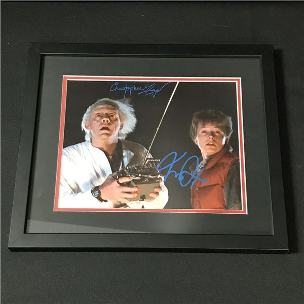 CHRISTOPHER LLOYD AND MICHAEL J FOX DUAL SIGNED AND FRAMED 8X10 - WWOC COA