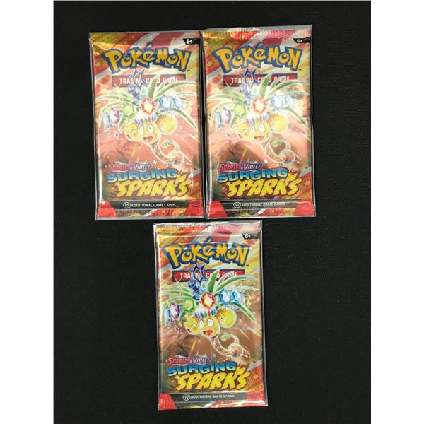 LOT OF 3 POKEMON TCG SCARLET & VIOLET SURGING SPARKS SEALED BOOSTER PACKS
