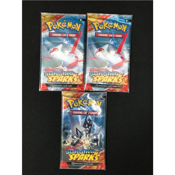 LOT OF 3 POKEMON TCG SCARLET & VIOLET SURGING SPARKS SEALED BOOSTER PACKS