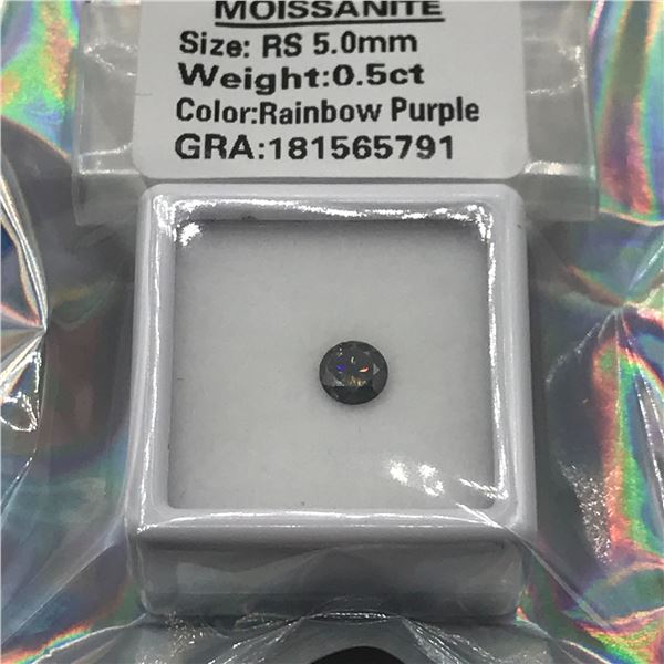 .5 CT MOISSANITE ROUND BRILLIANT RAINBOW PURPLE