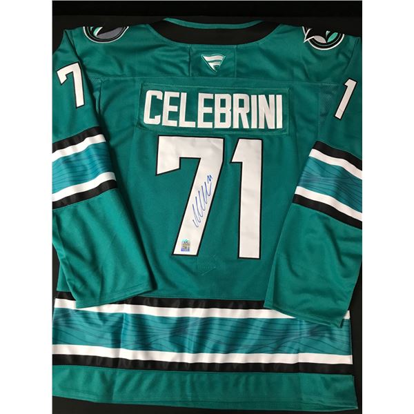 MACKLIN CELEBRINI SIGNED SAN JOSE SHARKS CUSTOM JERSEY - AUTOGRAPH ADDICTS COA
