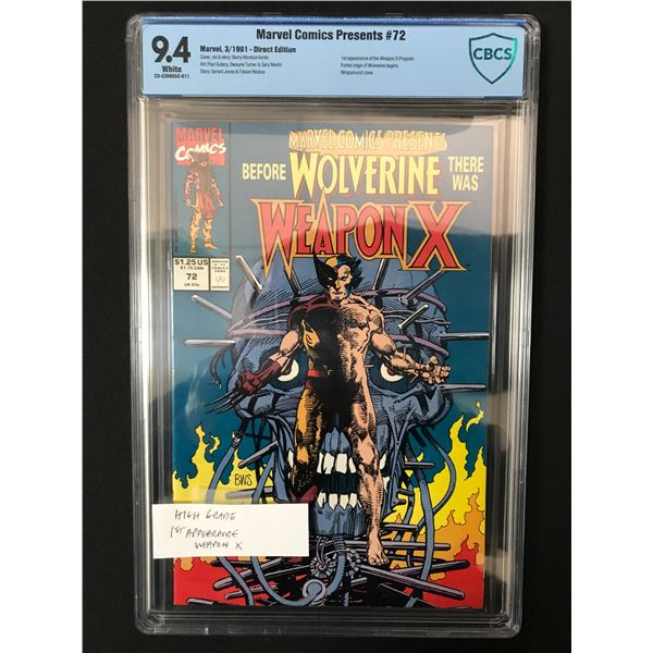 MARVEL COMICS PRESENTS #72 1ST APP WEAPON X - CBCS GRADE 9.4
