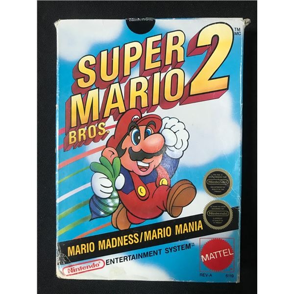 SUPER MARIO BROS 2 NINTENDO ENTERTAINMENT SYSTEM GAME WITH ORIGINAL PACKING AND INSTRUCTION BOOKLET