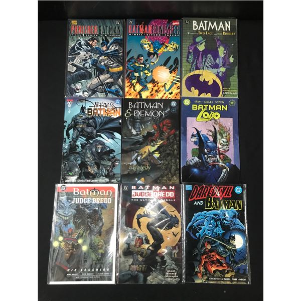LOT OF 9 COMICS FEATURING BATMAN - DC COMICS WITH SOME MARVEL COMICS CROSSOVER