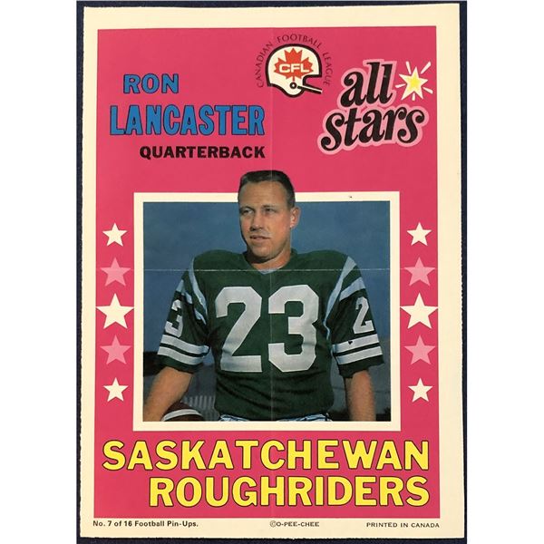 1971 O-PEE-CHEE CFL POSTER - RON LANCASTER (HOF)