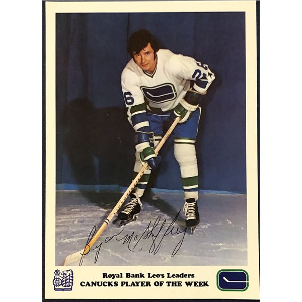 1972-73 ROYAL BANK VANCOUVER CANUCKS - BRYAN McSHEFFREY