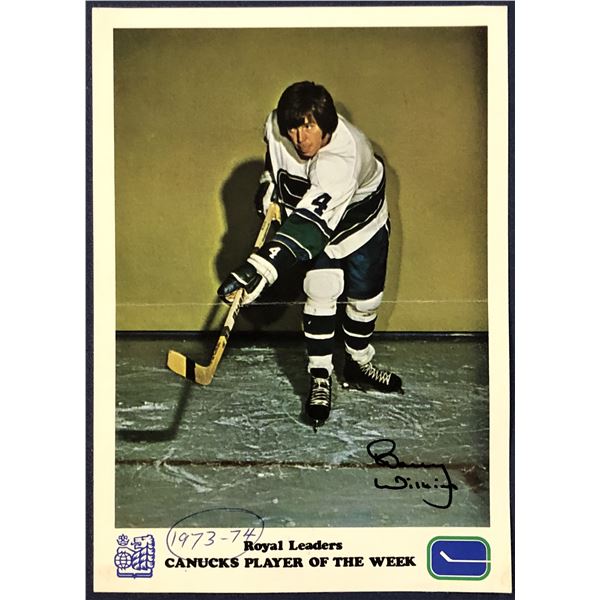 1973-74 ROYAL BANK VANCOUVER CANUCKS - BARRY WILKINS