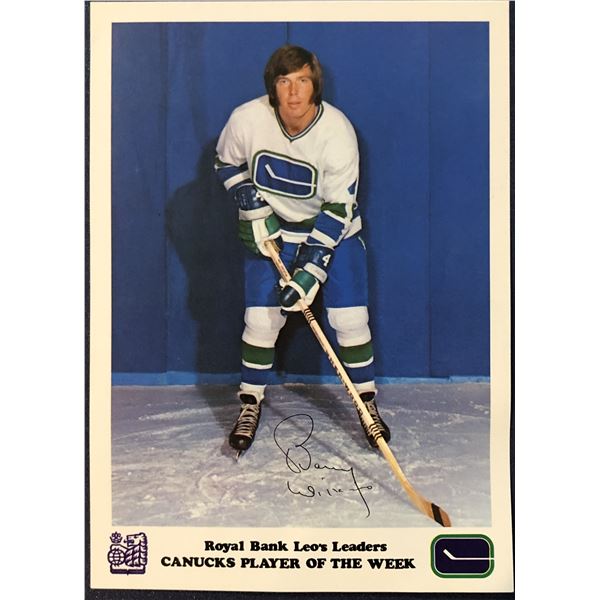 1973-74 ROYAL BANK VANCOUVER CANUCKS - BARRY WILKINS