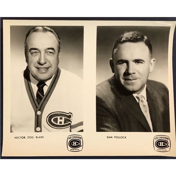 MONTREAL CANADIENS PUBLICITY GLOSSY - TOE BLAKE & SAM POLLOCK (HOF)