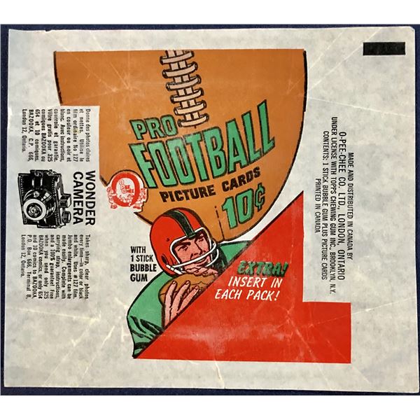 1970 O-PEE-CHEE CFL FOOTBALL WRAPPER