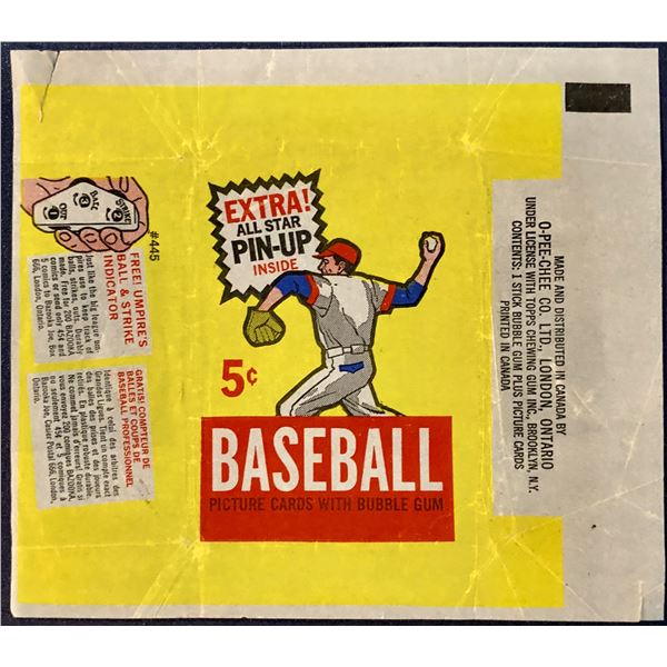 1968 O-PEE-CHEE BASEBALL WRAPPER