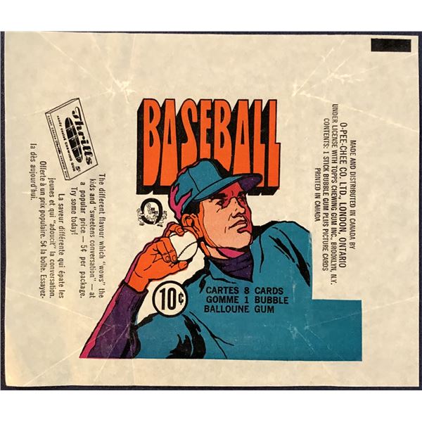 1972 O-PEE-CHEE BASEBALL WRAPPER