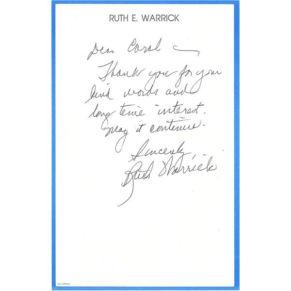 Old Yeller Ruth Warrick signed letter