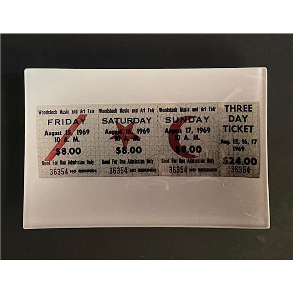 Woodstock Ticket Glass Collectible Jewelry Tray
