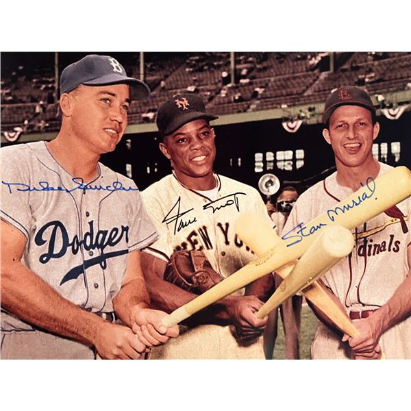 Willie Mays, Stan Musial and Duke Snider signed photo