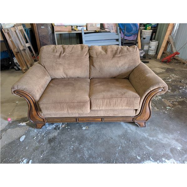 (2) Brown Couches and (1) Chair 87"-44"x36"x35"