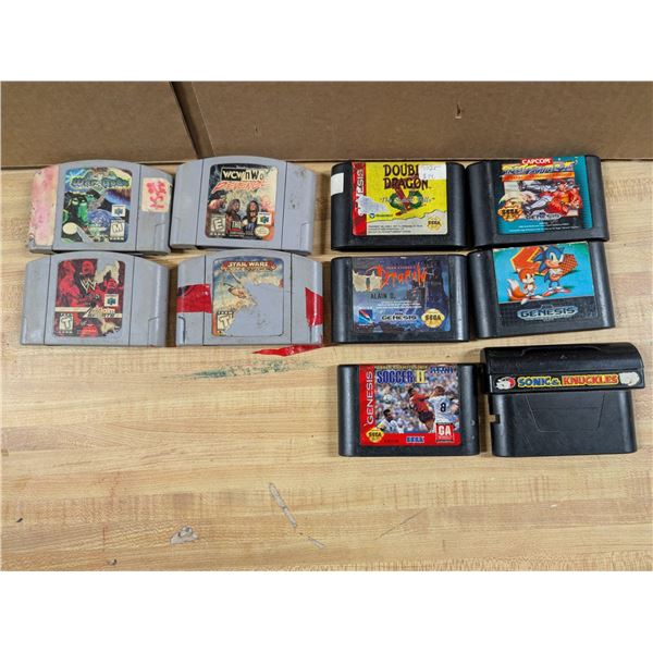 (4) N64 Cartridges, and (6) Sega Genesis Game Cartridges