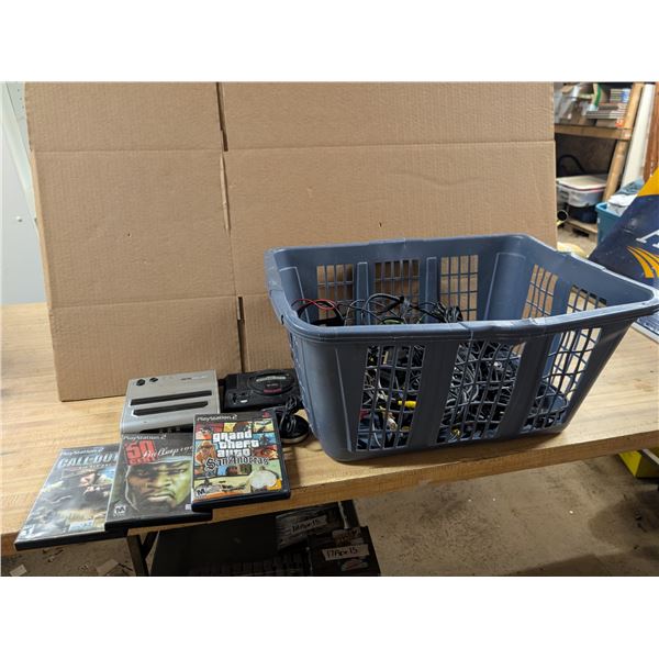Lot of Misc. Cords, Bootleg Consoles, and (3) PS2 Games