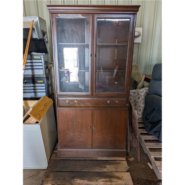 Wooden Glass Door Cabinet 65"x32"x24"