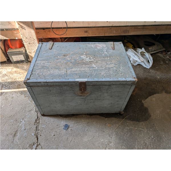 Vintage 2 Handle Wood Chest w/ misc. (16"x17"x26")