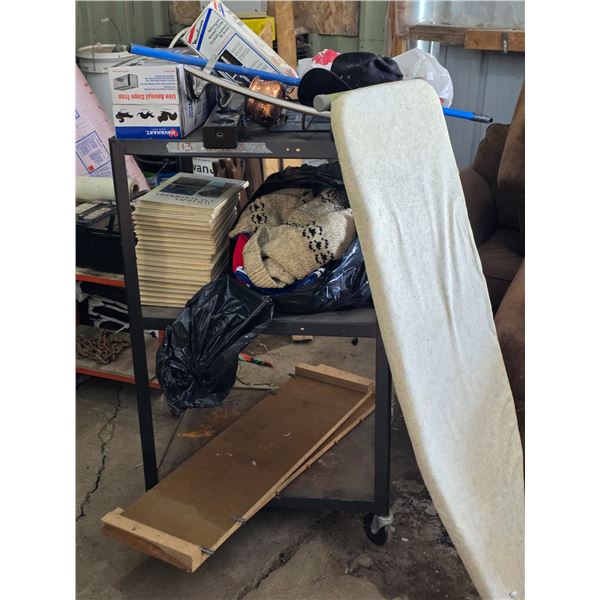 Rolling cart of misc items