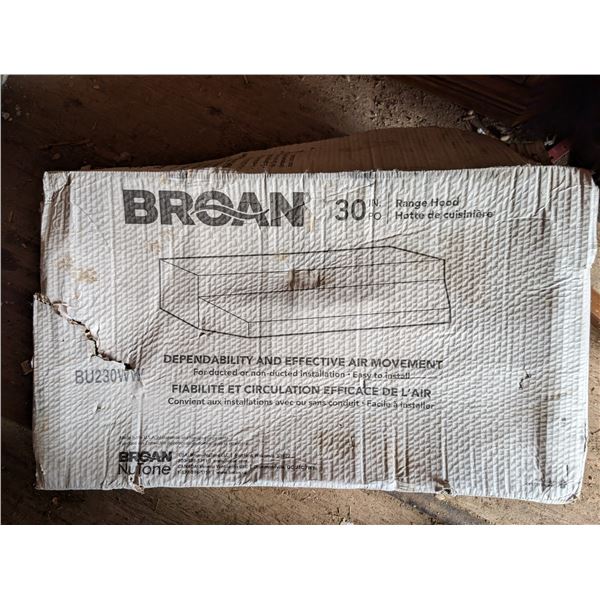 30" Brean Range Hood 75 Watt Cook Top Lighting (Original Box)