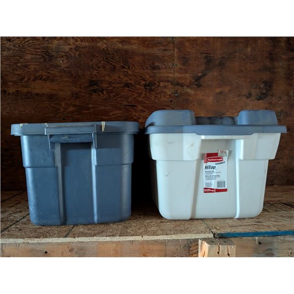 (2) Rubbermaid Storage Tubs w/ Misc.