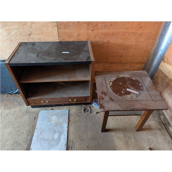 Wood 2 Tier Pull Drawer Shelf/Wood End Table