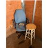 Image 1 : Stool, Office Chair, and Hockey Sticks