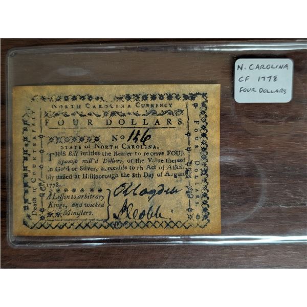 N Caroline CF 1778 Four Dollars