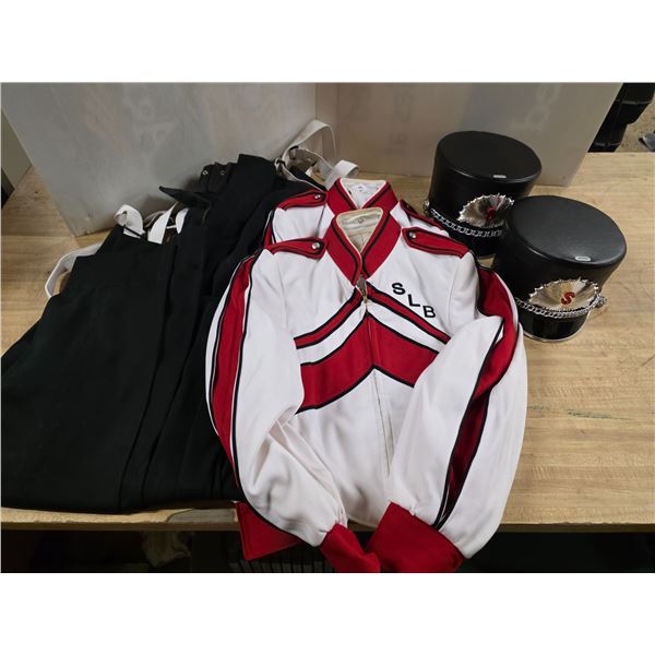 SLB Band uniforms- 2 shirts, 2 pants and 2 hats- sizes 34S shirts and 30-36 pants