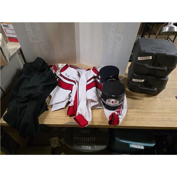 SLB Band uniforms- 2 shirts, 2 pants and 2 hats- sizes 38R and 38S shirts and 30-38 pants
