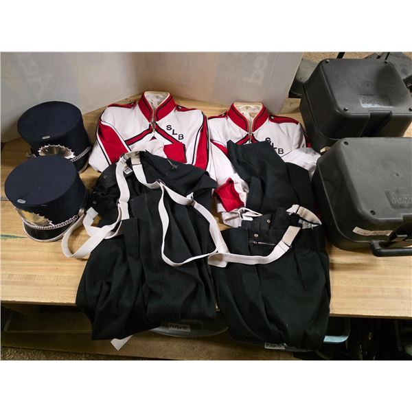 SLB Band uniforms- 2 shirts, 2 pants and 2 hats- sizes 36S and 34S shirts and 30-38 pants