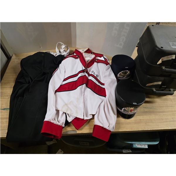 SLB Band uniforms- 2 shirts, 2 pants and 2 hats- sizes 46S and 38R shirts and 34-46, 30-38 pants