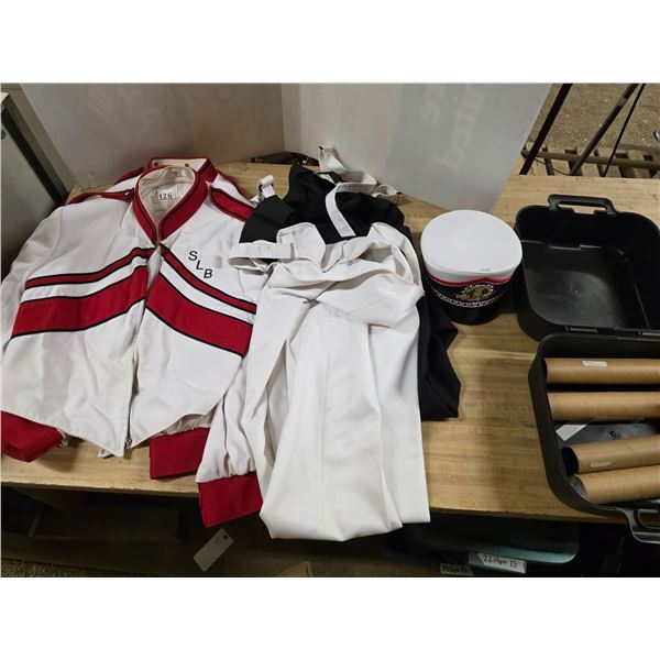 SLB Band uniforms- 2 shirts, 2 pants and 2 hats- sizes 50L and 44R shirts and 48-58 pants